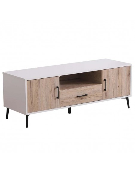 Homcom 1200mm TV Stand Cabinet with 2 Doors, 1 Drawer, Oak Colour & White - pic 17779 | FastDaddyshop