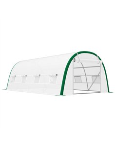 Outsunny Walk-in Polytunnel Greenhouse Tunnel Warm House Tent with Zipped Doors, 8 Mesh Windows, PE Cover, 6 x 3 m, White