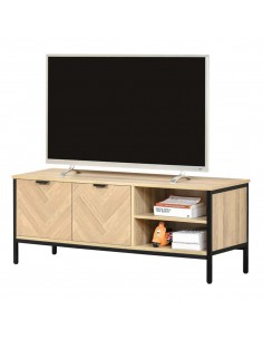 Homcom 1200mm Double Door TV Cabinet Stand with Adjustable Storage Shelves, Natural