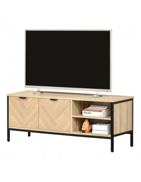 Homcom 1200mm Double Door TV Cabinet Stand with Adjustable Storage Shelves, Natural - pic 17780 | FastDaddyshop