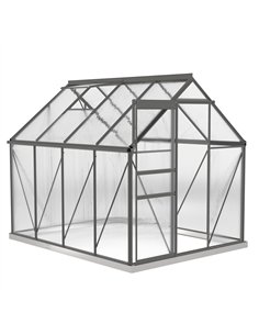 Outsunny 190 x 253 cm Walk-In Polycarbonate Greenhouse - Dark Grey