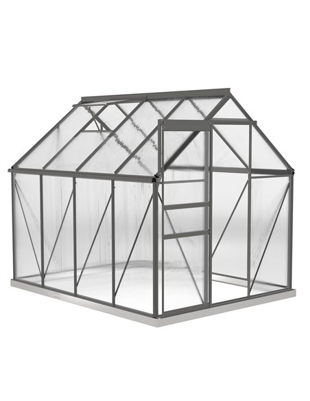 Outsunny 190 x 253 cm Walk-In Polycarbonate Greenhouse - Dark Grey - pic 177810 | FastDaddyshop