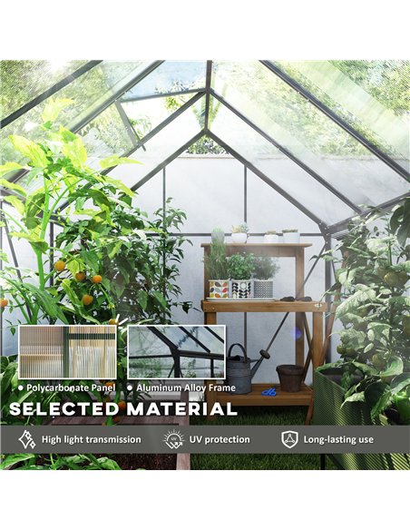 Outsunny 190 x 253 cm Walk-In Polycarbonate Greenhouse - Dark Grey - pic 177813 | FastDaddyshop