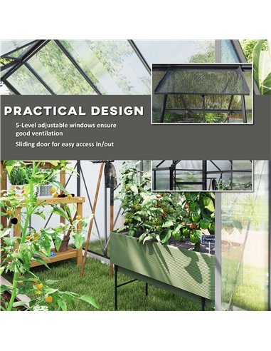 Outsunny 190 x 253 cm Walk-In Polycarbonate Greenhouse - Dark Grey