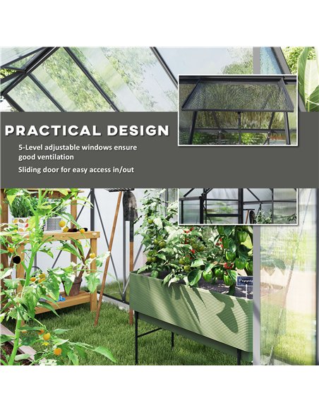 Outsunny 190 x 253 cm Walk-In Polycarbonate Greenhouse - Dark Grey - pic 177814 | FastDaddyshop