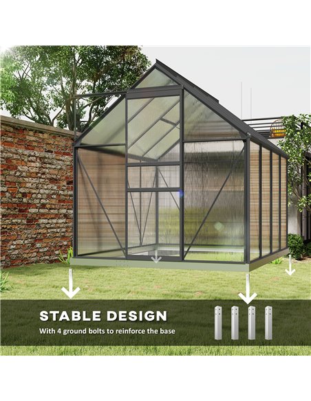 Outsunny 190 x 253 cm Walk-In Polycarbonate Greenhouse - Dark Grey - pic 177815 | FastDaddyshop