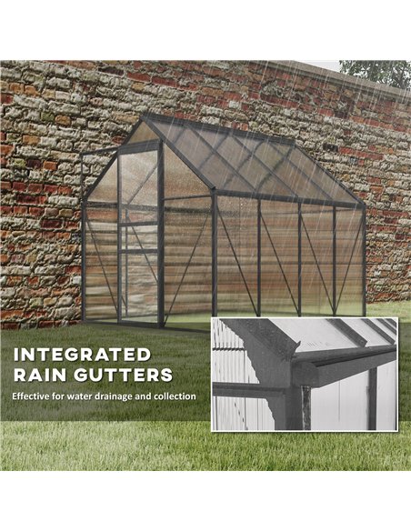 Outsunny 190 x 253 cm Walk-In Polycarbonate Greenhouse - Dark Grey - pic 177816 | FastDaddyshop
