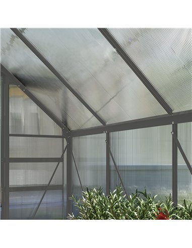 Outsunny 190 x 253 cm Walk-In Polycarbonate Greenhouse - Dark Grey