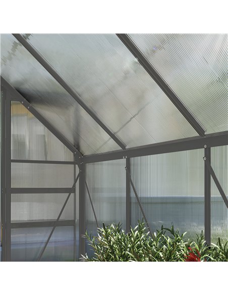 Outsunny 190 x 253 cm Walk-In Polycarbonate Greenhouse - Dark Grey - pic 177818 | FastDaddyshop