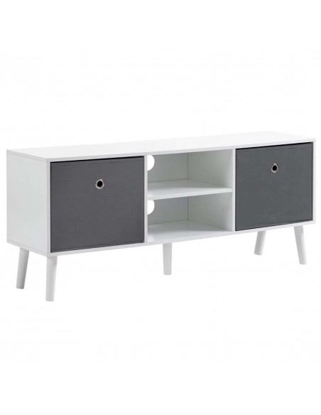 Homcom 1100mm Fabric Drawer TV Stand with Shelves, White & Grey - pic 17782 | FastDaddyshop