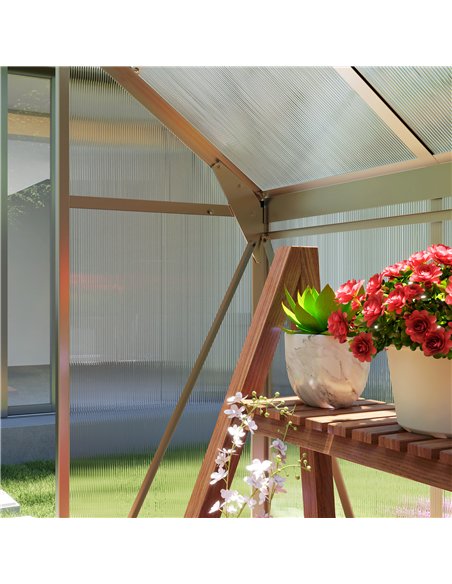 Outsunny Polycarbonate Greenhouse, Large Walk-In Green House with Slide Door and Window, Aluminium Frame, 6x4ft, Silver Tone - pic 177826 | FastDaddyshop