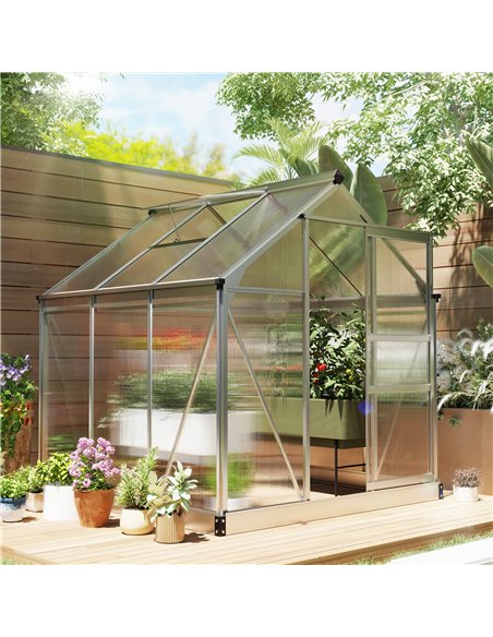 Outsunny 6 x 6ft Polycarbonate Greenhouse - Clear - pic 177829 | FastDaddyshop