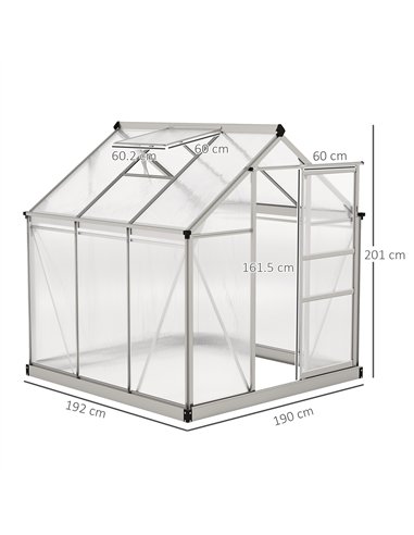 Outsunny 6 x 6ft Polycarbonate Greenhouse - Clear