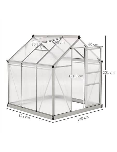 Outsunny 6 x 6ft Polycarbonate Greenhouse - Clear - pic 177830 | FastDaddyshop
