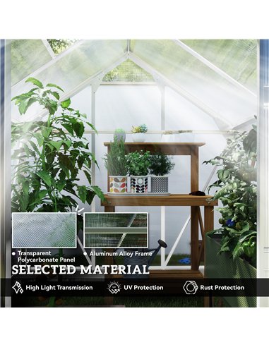 Outsunny 6 x 6ft Polycarbonate Greenhouse - Clear