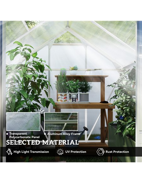 Outsunny 6 x 6ft Polycarbonate Greenhouse - Clear - pic 177832 | FastDaddyshop