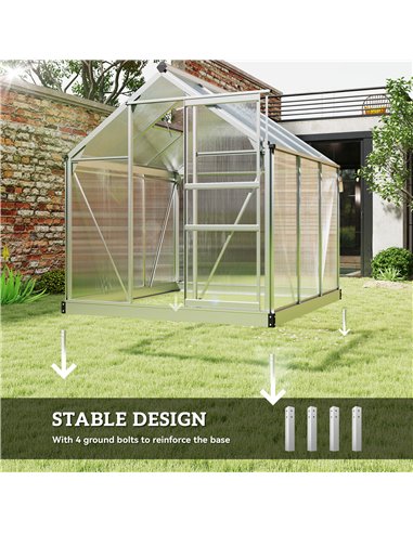 Outsunny 6 x 6ft Polycarbonate Greenhouse - Clear