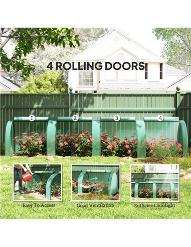 Outsunny 395  x 100 cm Low Tunnel Greenhouse - Green