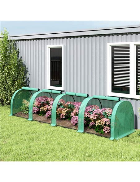 Outsunny 395  x 100 cm Low Tunnel Greenhouse - Green - pic 177844 | FastDaddyshop