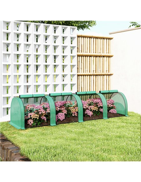 Outsunny 395  x 100 cm Low Tunnel Greenhouse - Green - pic 177845 | FastDaddyshop