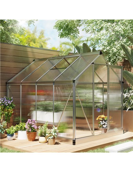 Outsunny 6 x 8ft Walk-In Greenhouse, with Sliding Door - Clear - pic 177847 | FastDaddyshop
