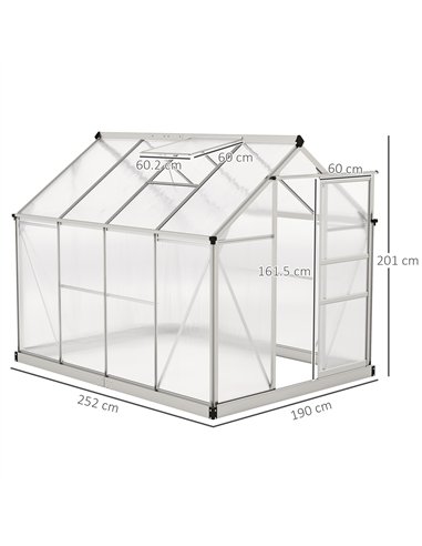 Outsunny 6 x 8ft Walk-In Greenhouse, with Sliding Door - Clear