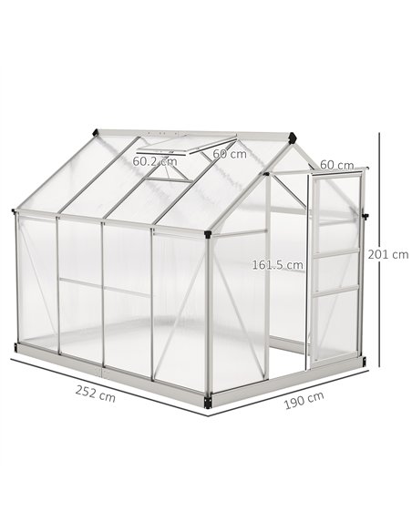 Outsunny 6 x 8ft Walk-In Greenhouse, with Sliding Door - Clear - pic 177848 | FastDaddyshop