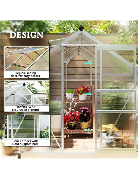 Outsunny 6 x 8ft Walk-In Greenhouse, with Sliding Door - Clear - pic 177849 | FastDaddyshop