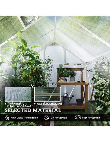 Outsunny 6 x 8ft Walk-In Greenhouse, with Sliding Door - Clear