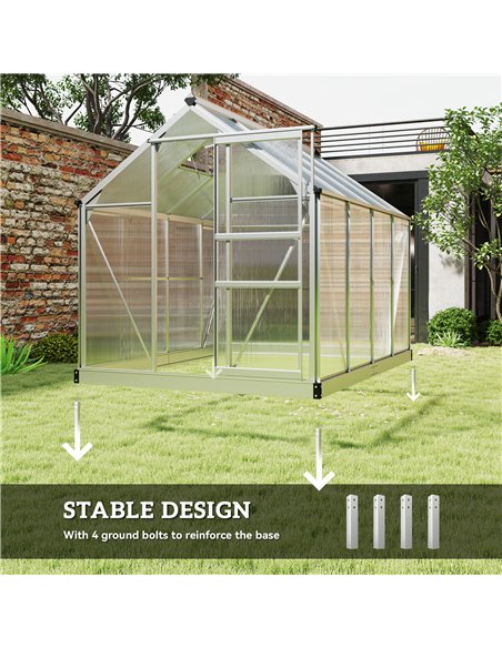Outsunny 6 x 8ft Walk-In Greenhouse, with Sliding Door - Clear - pic 177851 | FastDaddyshop