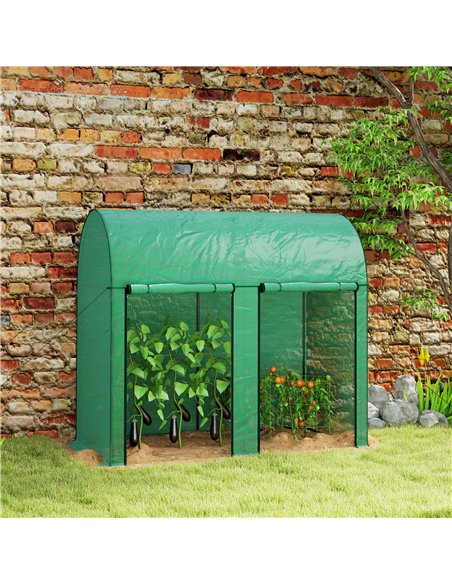 Outsunny 200 x 100cm Walk-In Greenhouse, with Zipped Doors - Green - pic 177856 | FastDaddyshop
