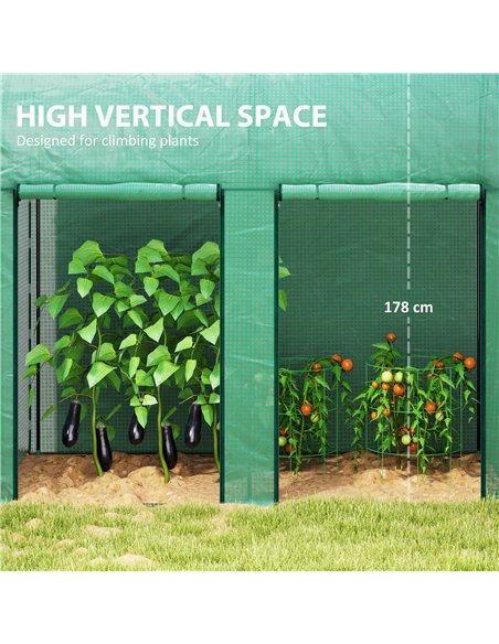 Outsunny 200 x 100cm Walk-In Greenhouse, with Zipped Doors - Green - pic 177858 | FastDaddyshop