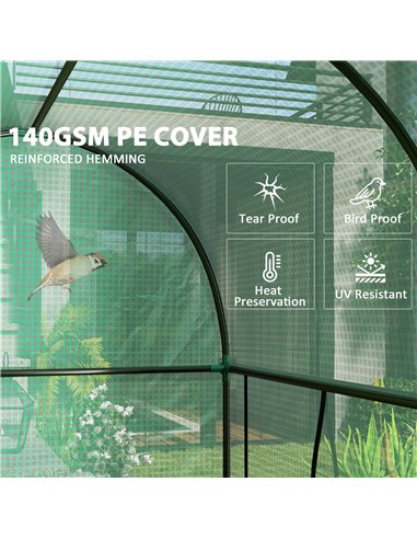Outsunny 200 x 100cm Walk-In Greenhouse, with Zipped Doors - Green
