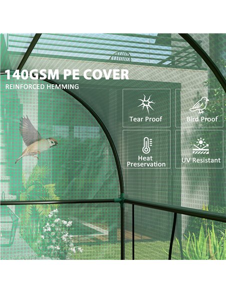 Outsunny 200 x 100cm Walk-In Greenhouse, with Zipped Doors - Green - pic 177859 | FastDaddyshop