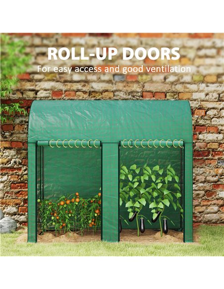 Outsunny 200 x 100cm Walk-In Greenhouse, with Zipped Doors - Green - pic 177860 | FastDaddyshop