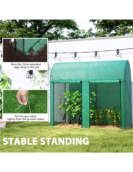 Outsunny 200 x 100cm Walk-In Greenhouse, with Zipped Doors - Green - pic 177861 | FastDaddyshop