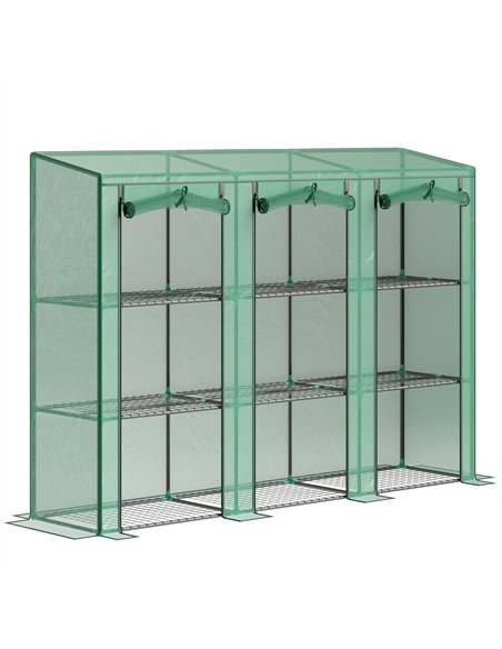 Outsunny 46 x 215cm Nine-Shelf Greenhouse - Green - pic 177864 | FastDaddyshop