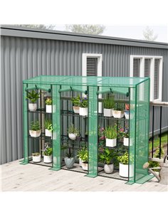 Outsunny 46 x 215cm Nine-Shelf Greenhouse - Green 2