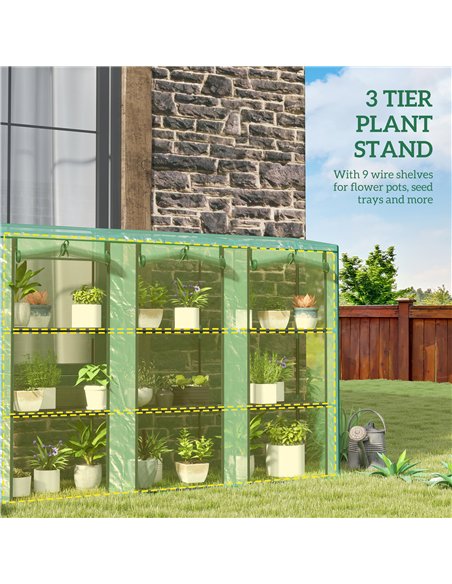 Outsunny 46 x 215cm Nine-Shelf Greenhouse - Green - pic 177868 | FastDaddyshop