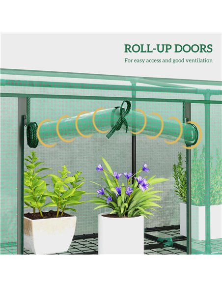 Outsunny 46 x 215cm Nine-Shelf Greenhouse - Green - pic 177869 | FastDaddyshop
