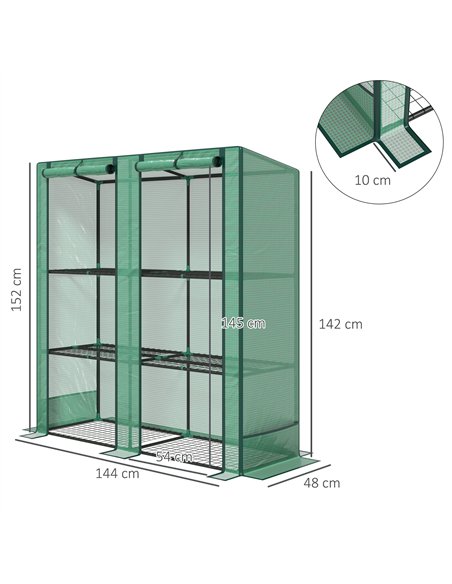 Outsunny Three-Tier Mini Greenhouse - Green - pic 177875 | FastDaddyshop