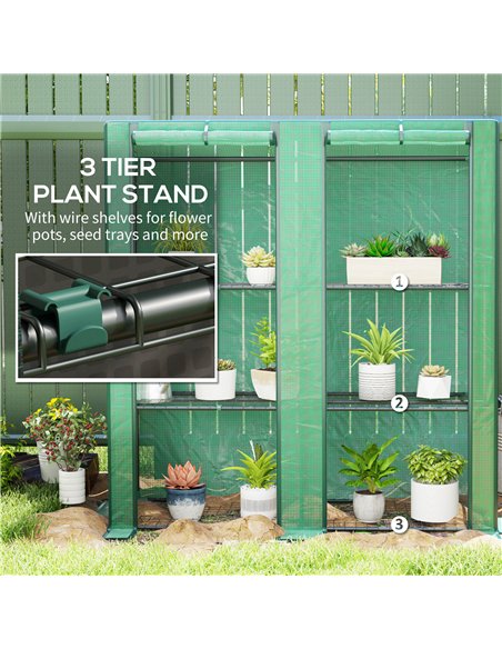 Outsunny Three-Tier Mini Greenhouse - Green - pic 177877 | FastDaddyshop