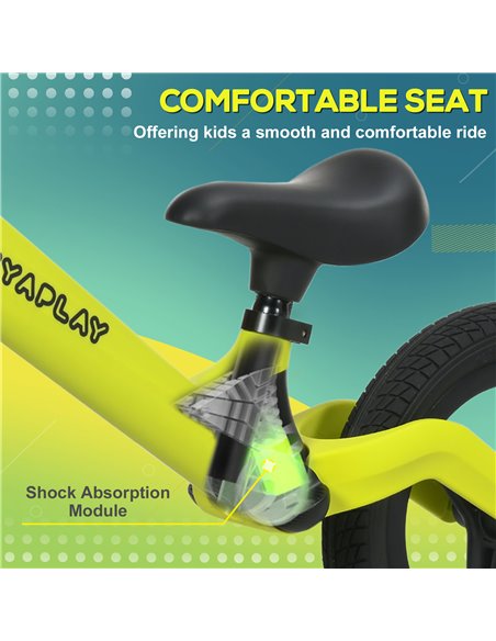 AIYAPLAY Balance Bike with Adjustable Seat and Handlebar, PU Wheels, No Pedal, Aged 30-60 Months up to 25kg - Green - pic 17788 | FastDaddyshop