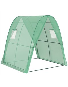 Outsunny Hoop House Greenhouse with Sandbags, Walk-In Tunnel Green House with 2 Doors and Screen Windows, 1.8 x 1.8 x 2m, Green