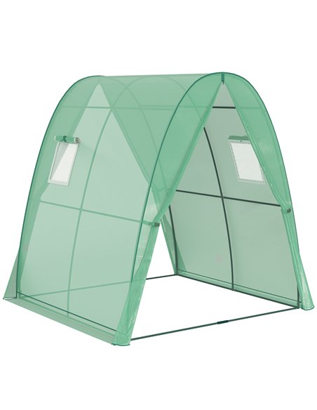 Outsunny Hoop House Greenhouse with Sandbags, Walk-In Tunnel Green House with 2 Doors and Screen Windows, 1.8 x 1.8 x 2m, Green - pic 177882 | FastDaddyshop