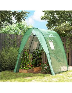 Outsunny Hoop House Greenhouse with Sandbags, Walk-In Tunnel Green House with 2 Doors and Screen Windows, 1.8 x 1.8 x 2m, Green 2