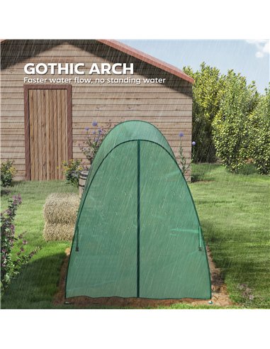 Outsunny Hoop House Greenhouse with Sandbags, Walk-In Tunnel Green House with 2 Doors and Screen Windows, 1.8 x 1.8 x 2m, Green