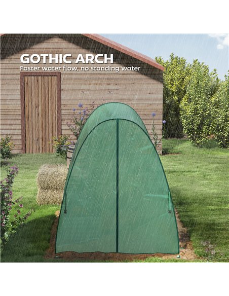 Outsunny Hoop House Greenhouse with Sandbags, Walk-In Tunnel Green House with 2 Doors and Screen Windows, 1.8 x 1.8 x 2m, Green - pic 177885 | FastDaddyshop