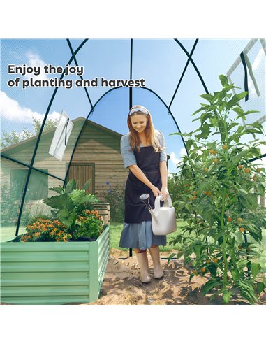 Outsunny Hoop House Greenhouse with Sandbags, Walk-In Tunnel Green House with 2 Doors and Screen Windows, 1.8 x 1.8 x 2m, Green