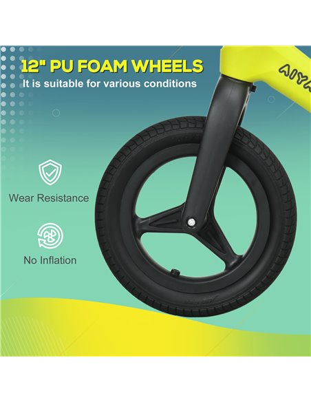 AIYAPLAY Balance Bike with Adjustable Seat and Handlebar, PU Wheels, No Pedal, Aged 30-60 Months up to 25kg - Green - pic 17789 | FastDaddyshop